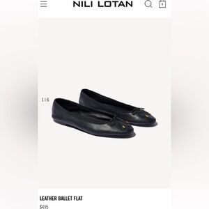 Nili Lotan Black Leather Ballet Flats with Gold Aglets